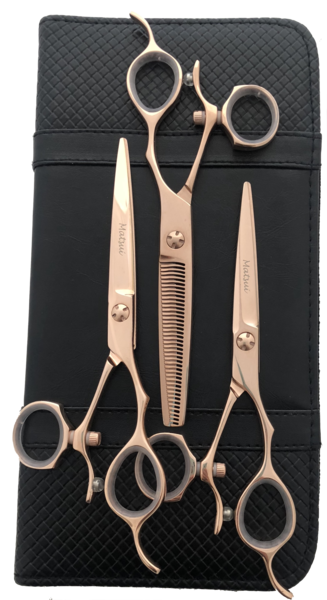 Matsui Roségold Scheren mit beweglichem Daumenauge Dreier-Set